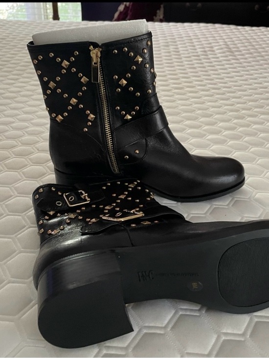 INC International Concepts Shoes - INC International Concepts Black Ankle Boots with Gold Studs